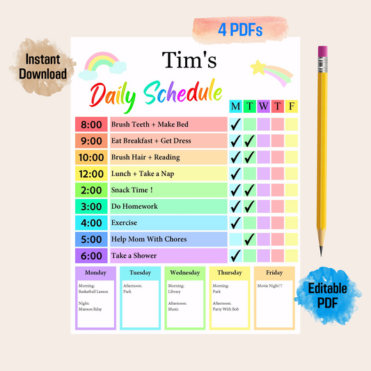 Kids Daily Checklist 5: Rainbow Color