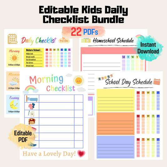 Kids Daily Checklist Bundle 1