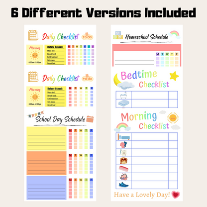 Kids Daily Checklist Bundle 1: 6 Versions Included