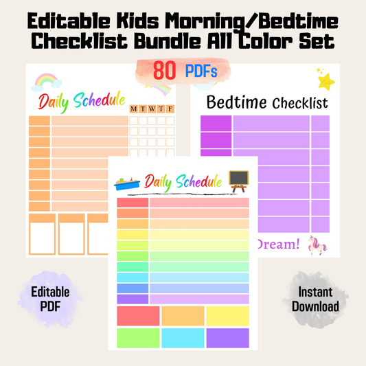 Kids Daily Checklist Bundle 2: All Color Bundle