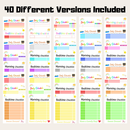 Kids Daily Checklist Bundle 2: All Color Bundle 40 Versions Included