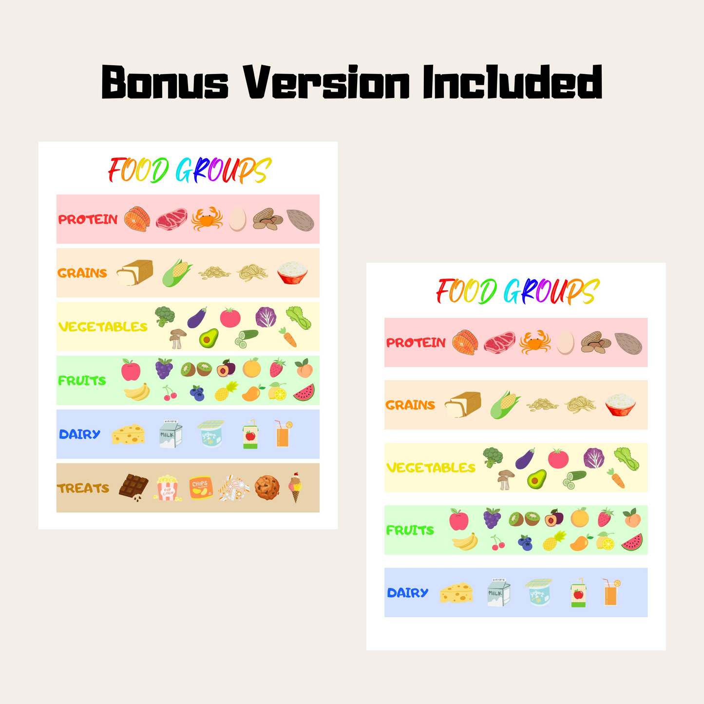 Kids Food Educational Poster 3: Bonus Versions Included