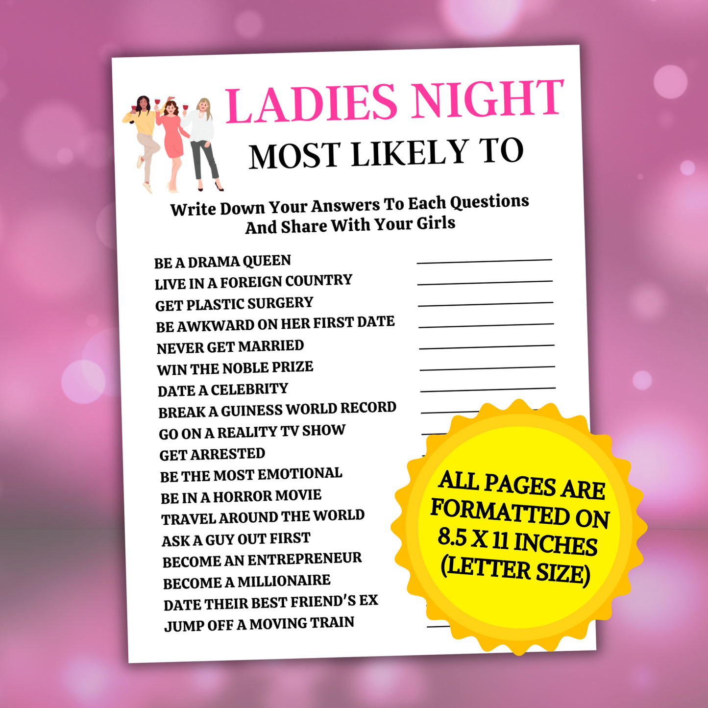 Ladies Night Most Likely To Game | Girls Night Out Party Game