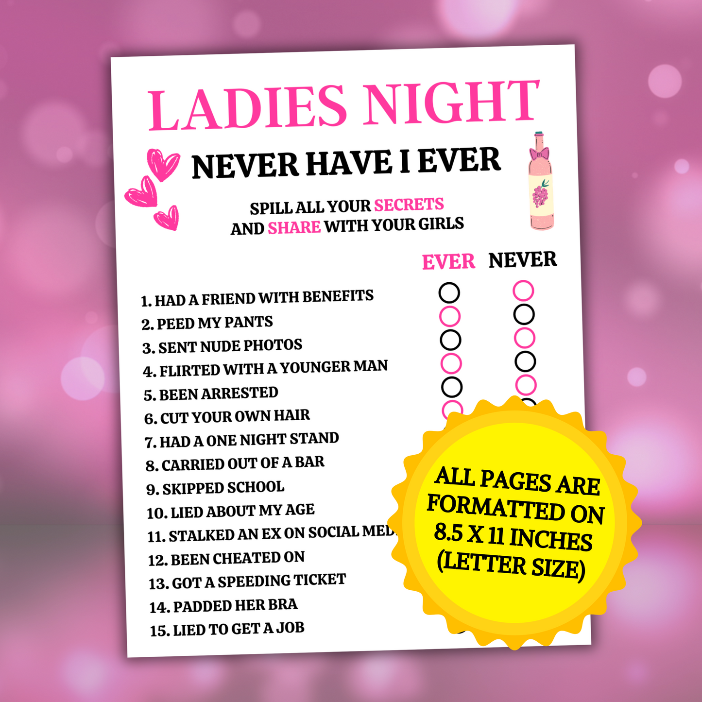 Ladies Night Never Have I Ever Game | Ever or Never Game