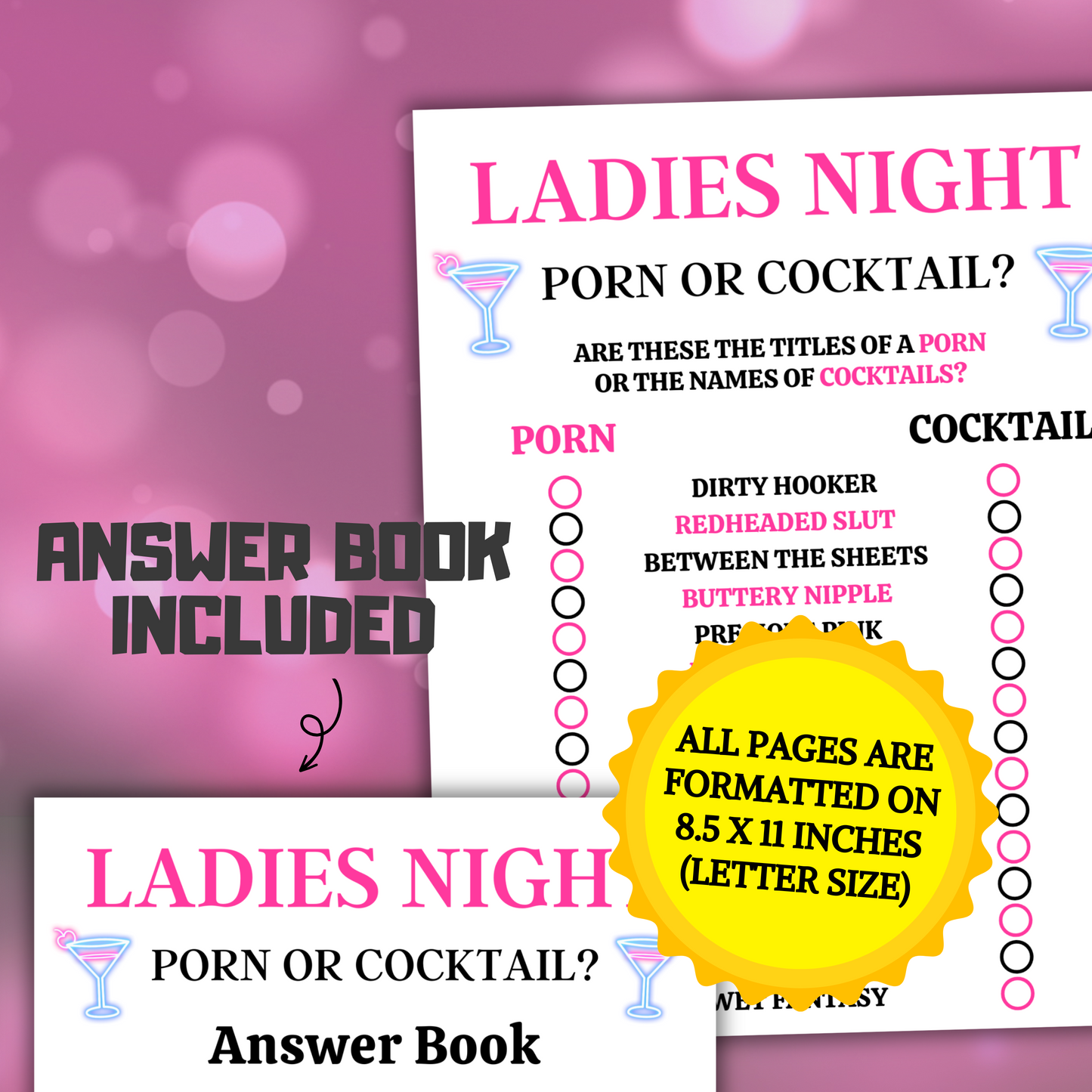 Ladies Night Porn Or Cocktail Game | Ladies Night Party Game