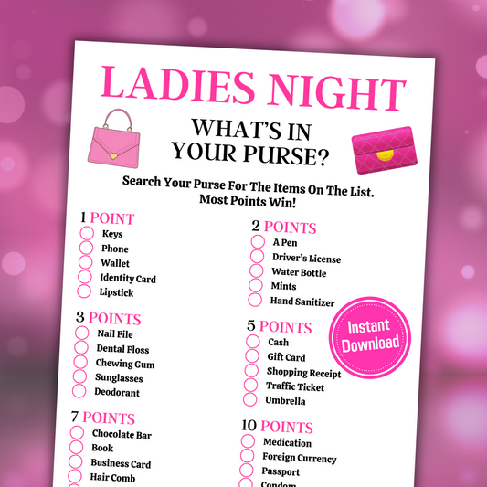 Ladies Night Whats In Your Purse Game | Whats In Your Bag Game