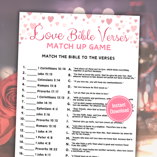 Love Bible Verses Matching Game | Bible Verses about Love