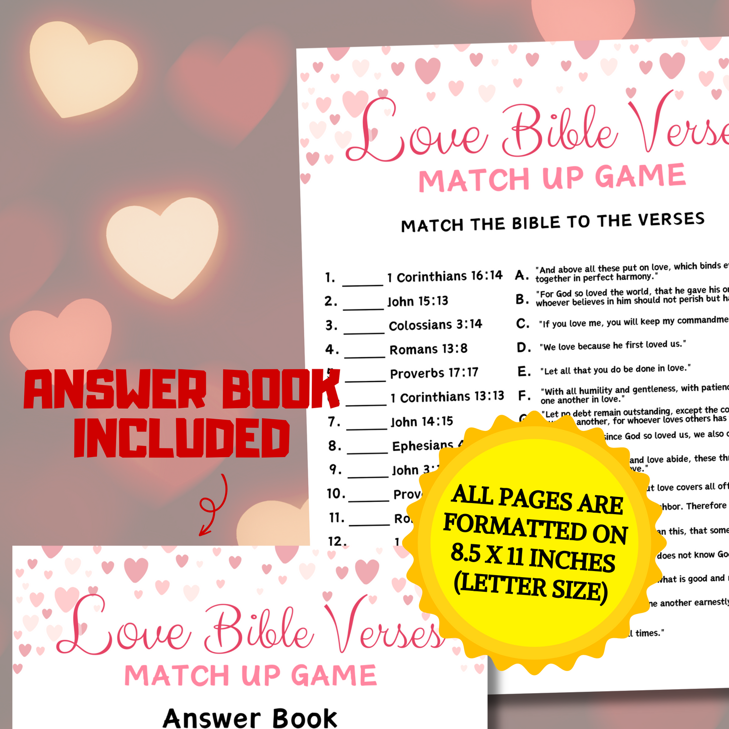 Love Bible Verses Matching Game | Bible Verses about Love