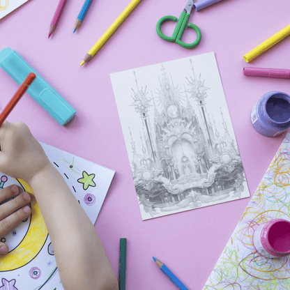 20 Pages Magic Castle Coloring Book, Fun and Educational Activity for Children