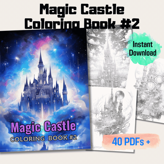 20 Pages Magic Castle Coloring Book, Fun and Educational Activity for Children