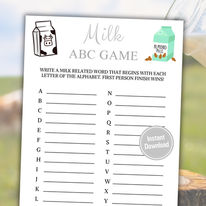 Milk ABC Game | Printable Milk Alphabet Game