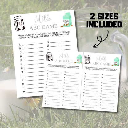 Milk ABC Game | Printable Milk Alphabet Game