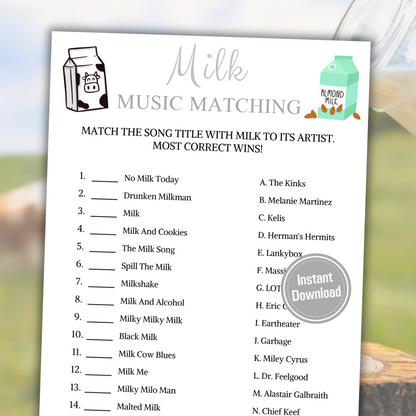 Milk Music Matching Game | Minimalist Match The Song To Its Artist