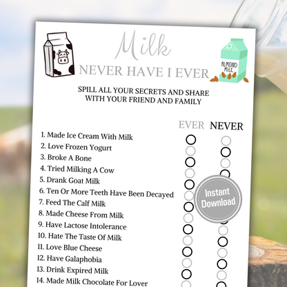 Milk Never Have I Ever Game | Minimalist Ever or Never Game