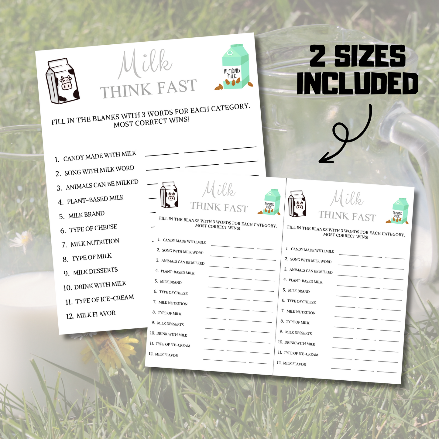 Milk Think Fast Game | Minimalist Milk Trivia Game