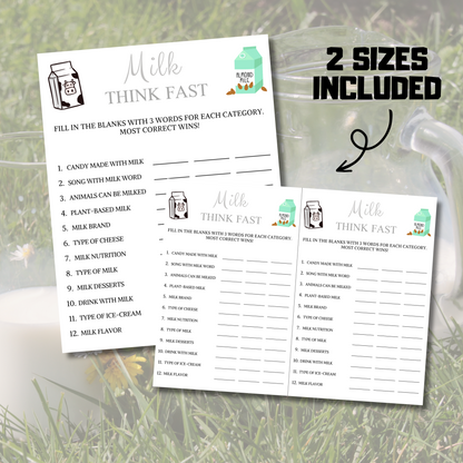 Milk Think Fast Game | Minimalist Milk Trivia Game