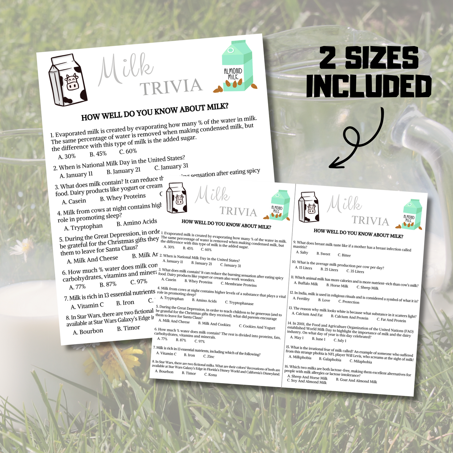 Milk Trivia Game | Printable Milk Trivia Quiz