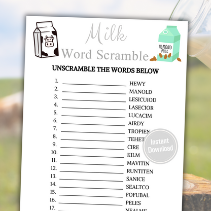 Milk Word Scramble Game | Milk Unscramble Word Game