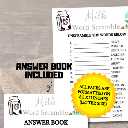 Milk Word Scramble Game | Milk Unscramble Word Game