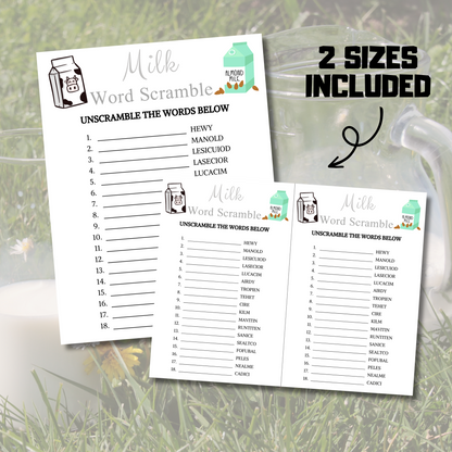 Milk Word Scramble Game | Milk Unscramble Word Game