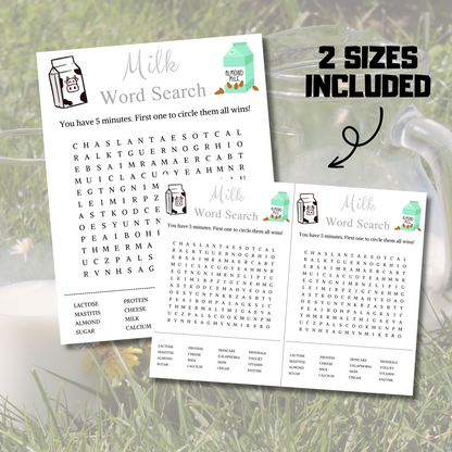 Milk Word Search Game | Minimalist Milk Word Find Game