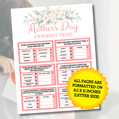 Mothers Day Friendly Feud Game | Mothers Day Trivia Game