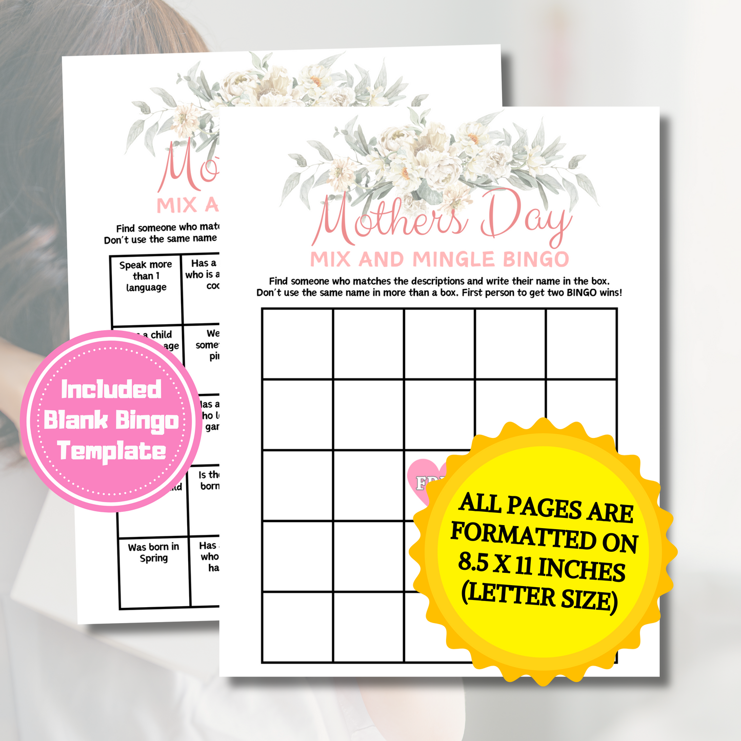 Mothers Day Mix and Mingle Bingo | Mothers Day Find the Guest Bingo