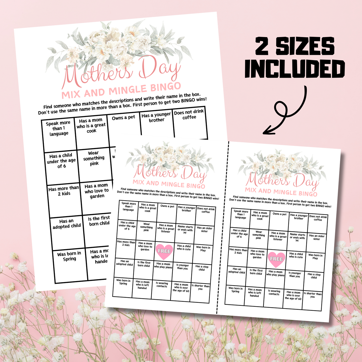 Mothers Day Mix and Mingle Bingo | Mothers Day Find the Guest Bingo