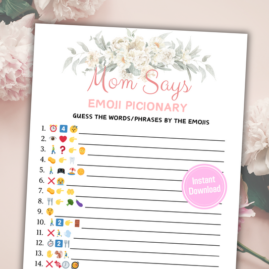 Mom Says Emoji Pictionary Game | Mothers Day Mom Says Emoji Game