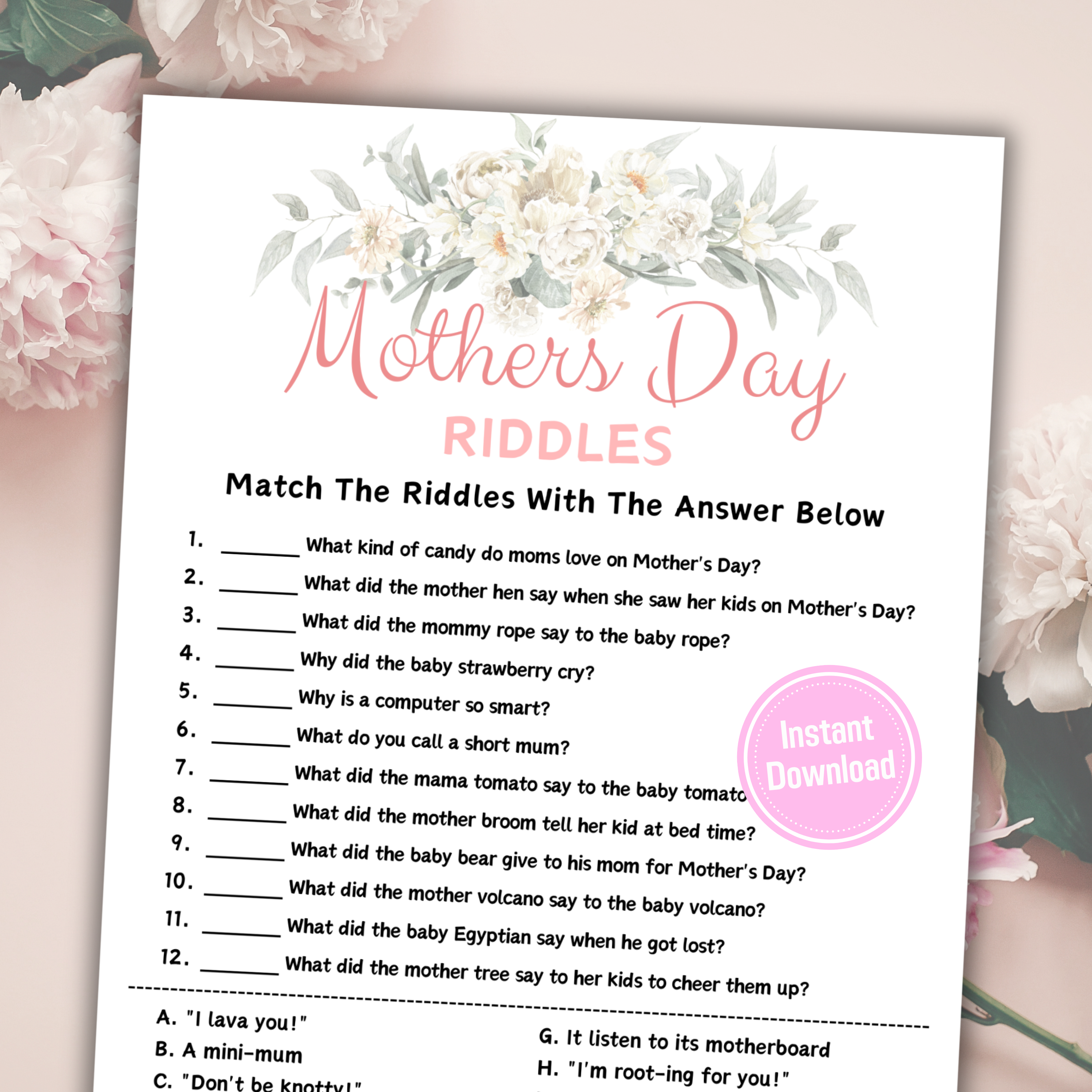 Ur Mom Riddle Mothers Day Riddles Game | Printable Riddle Me This Game – Funny Print ...