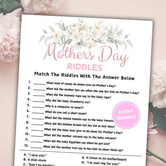 Mothers Day Riddles Game | Printable Riddle Me This Game