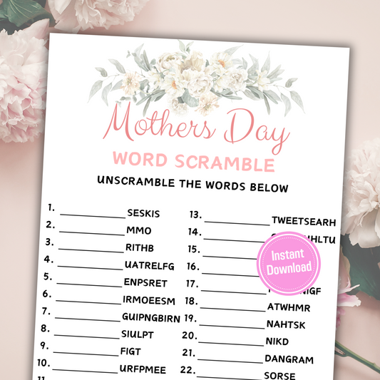 Mothers Day Word Scramble Game | Printable Word Puzzle Games