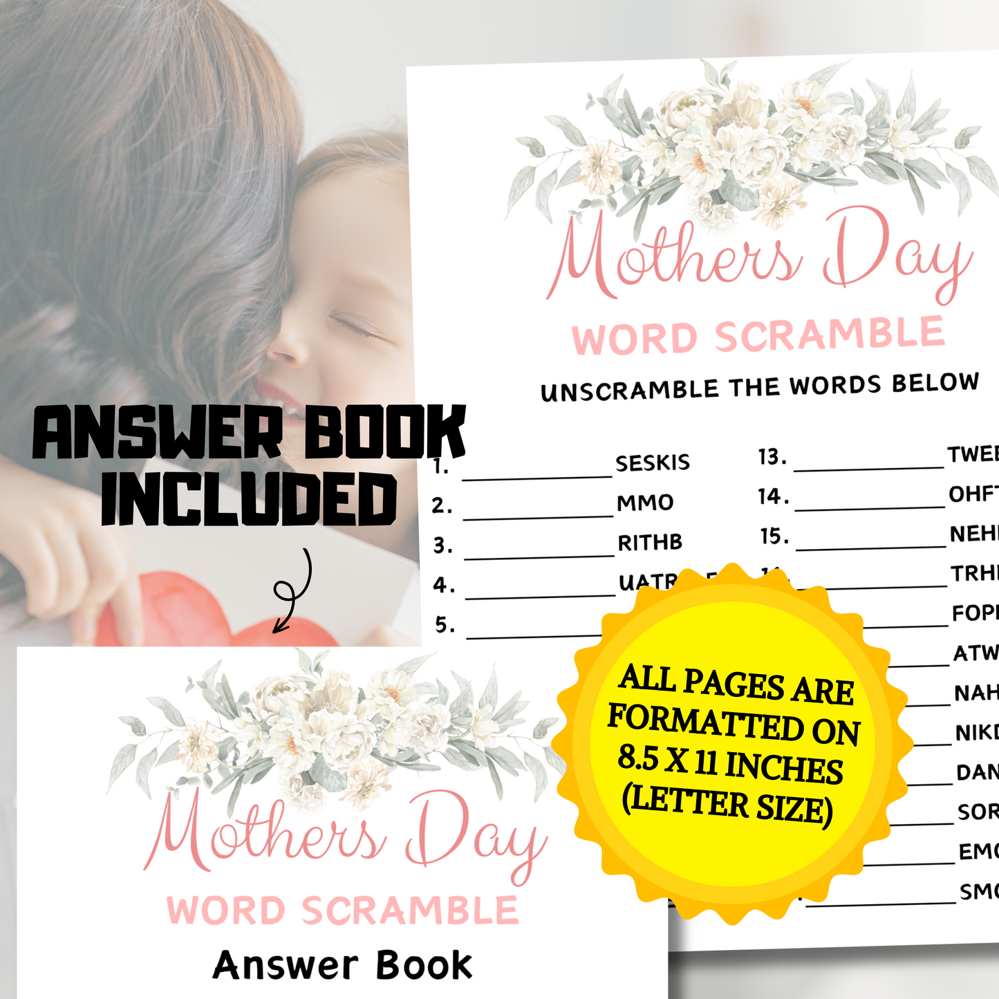 Mothers Day Word Scramble Game | Printable Word Puzzle Games