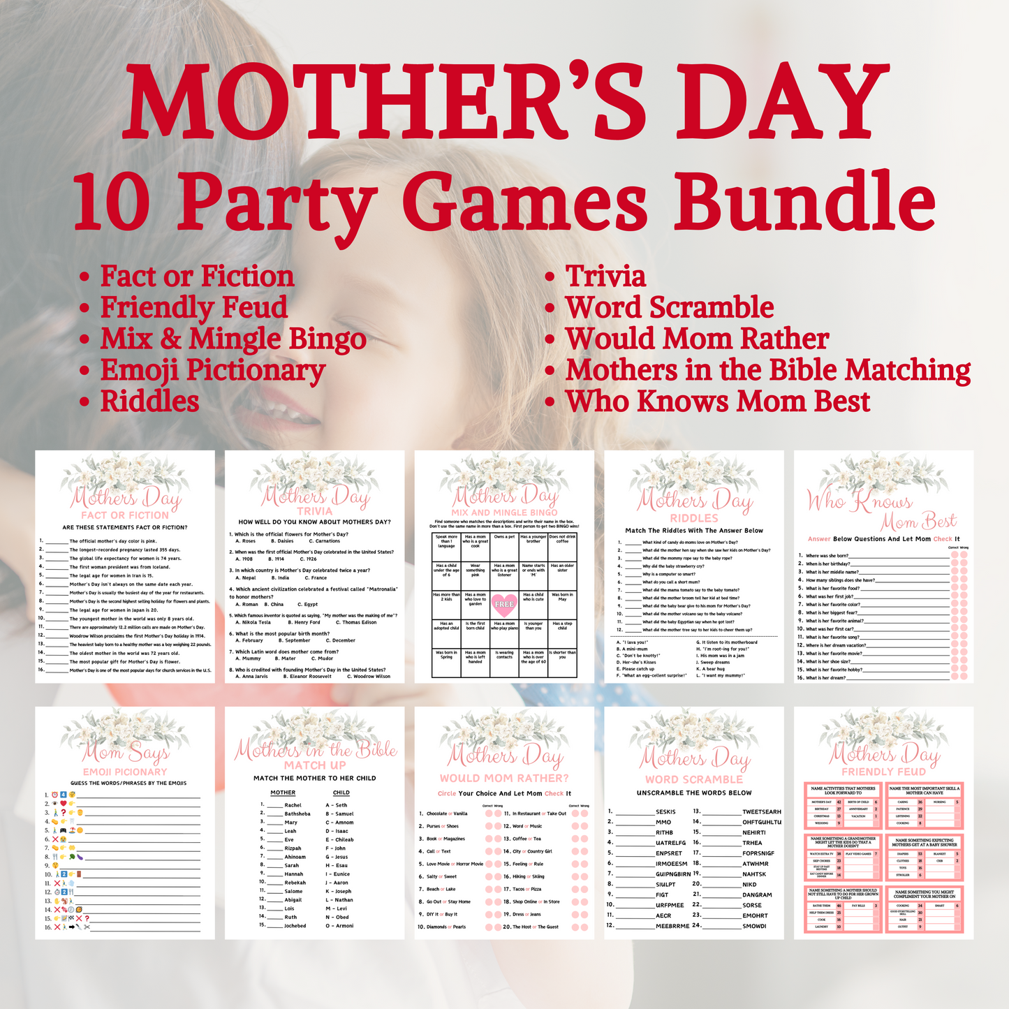 Mothers And Fathers Day Party Games Bundle | 20 Games BEST Price Bundle