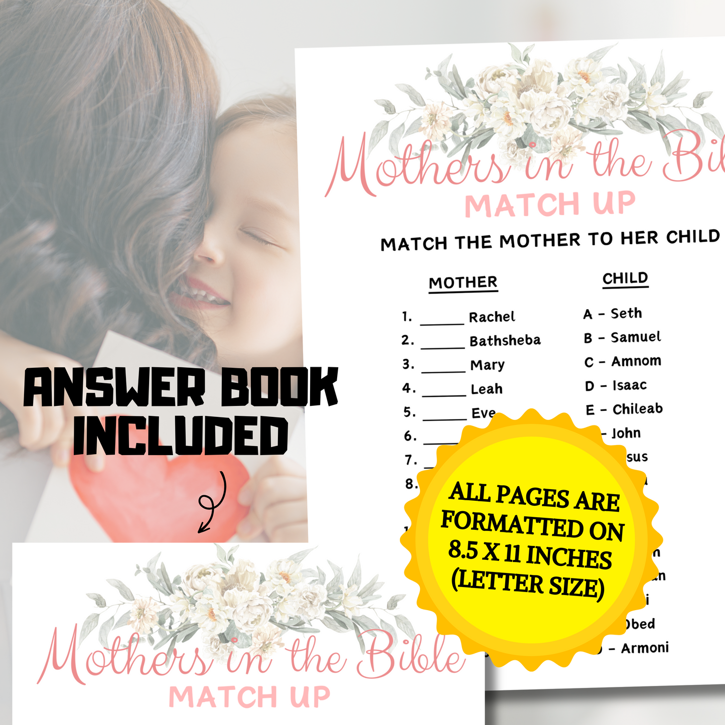 Mothers in the Bible Matching Game | Biblical Match Up Game