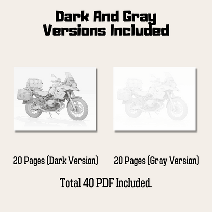 Motorcycle Coloring Book, 20 Pages of Autobike Coloring Book PDF
