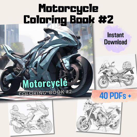 20 Pages Motorbike Coloring Book For All Ages, Perfect for Motorcycle Enthusiasts and Coloring Aficionados