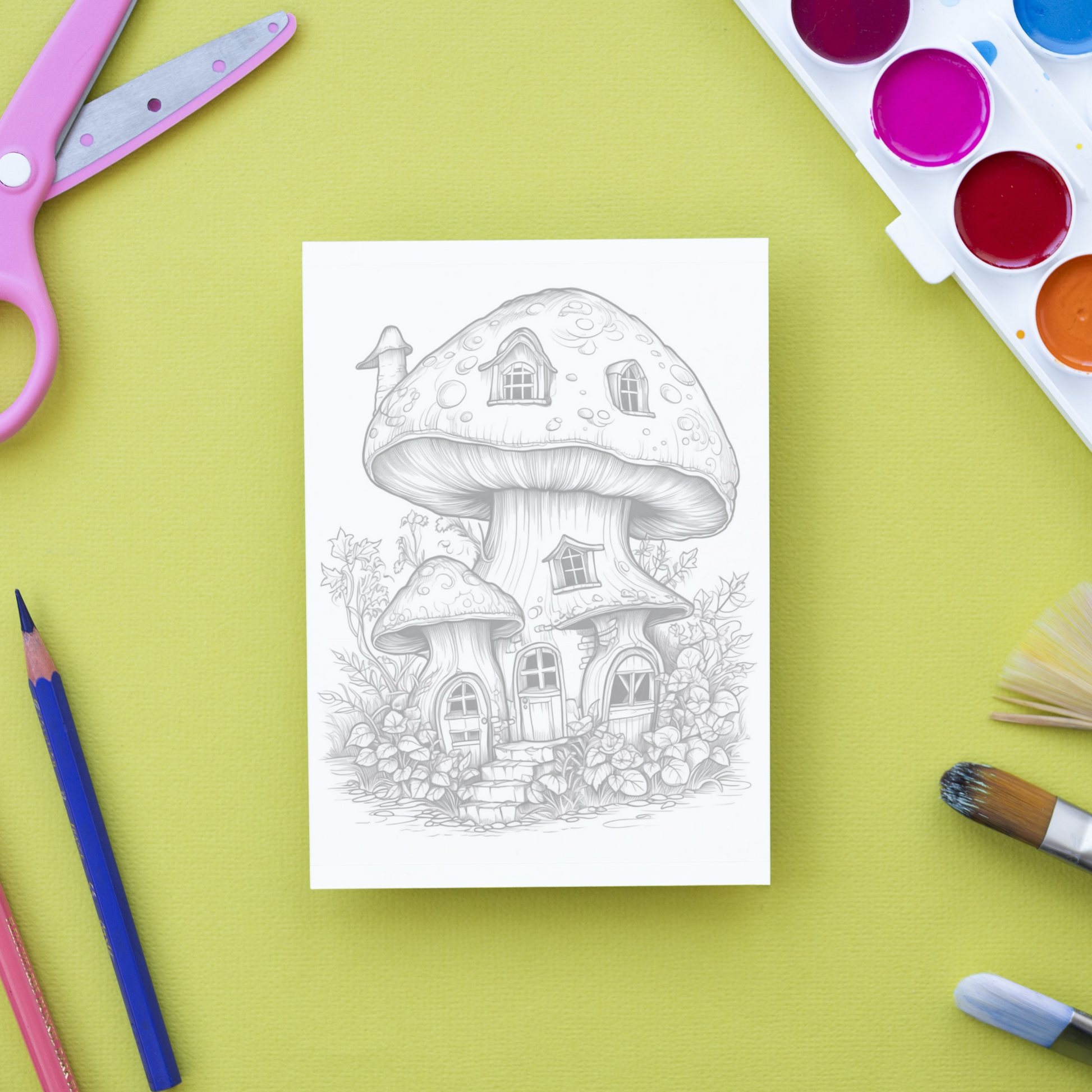 Mushroom Houses Coloring Book 1: Mushroom House Print Out Demo