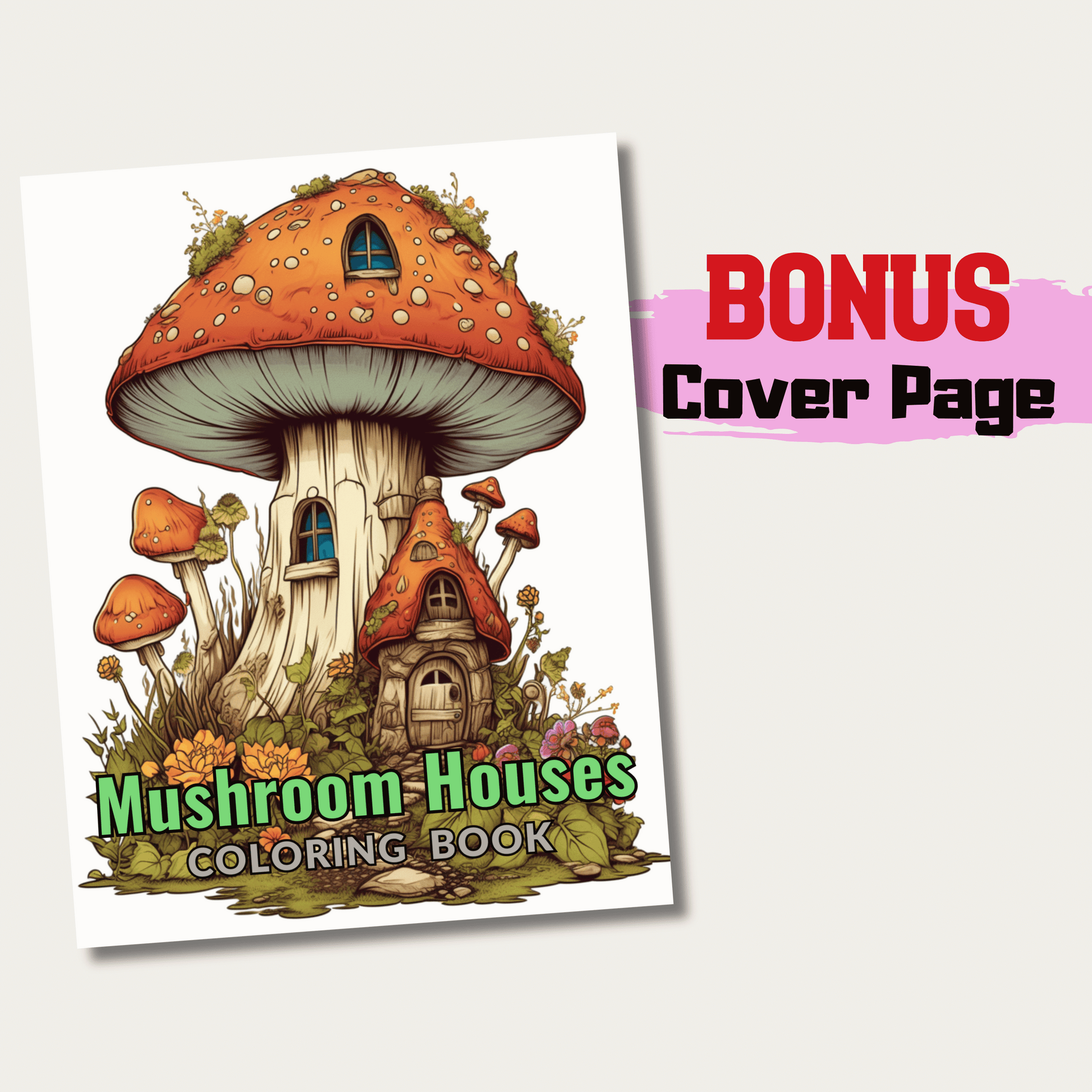 Mushroom Houses Coloring Book 1: Mushroom House Cover Page