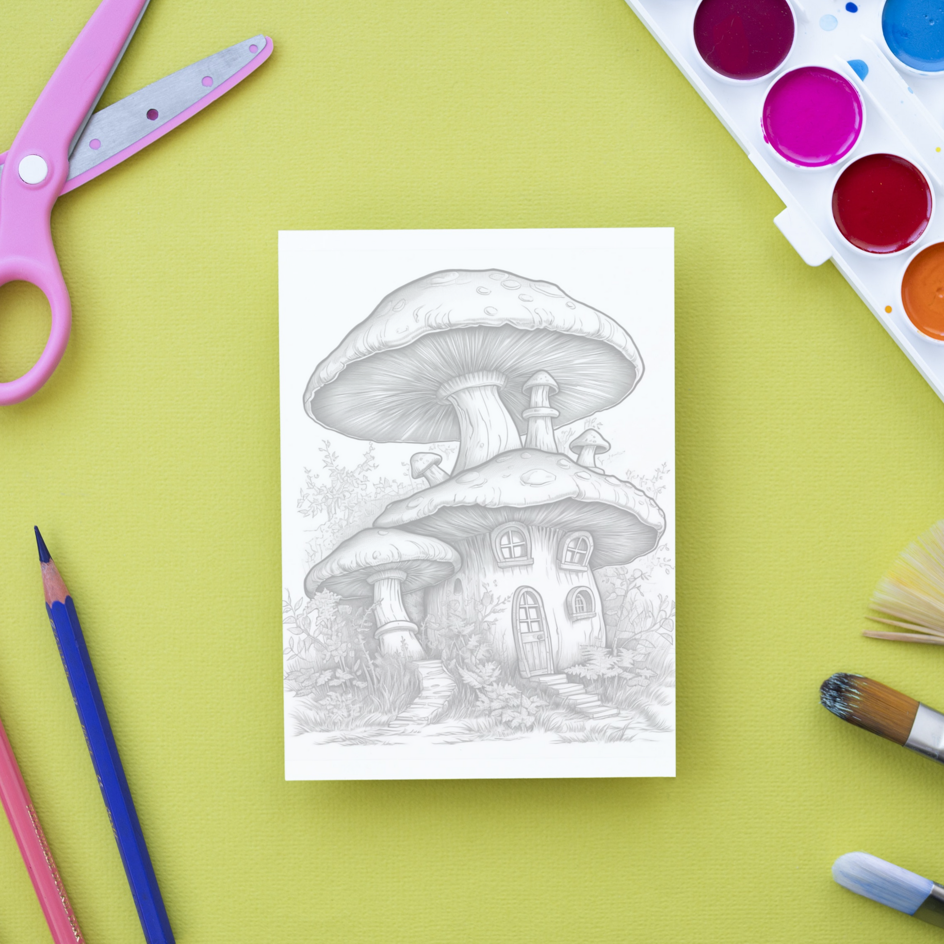 Mushroom Houses Coloring Book 2: Mushroom House Print Out Demo