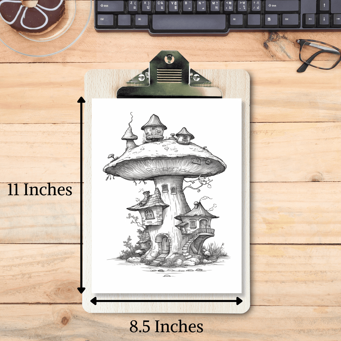 Mushroom Houses Coloring Book 2: Mushroom House Print Out Size Demo