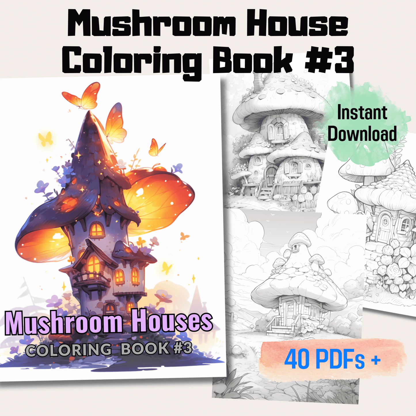 Magical Mushrooms Coloring book for Women: Mushroom houses(Magical