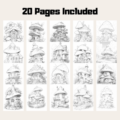 Mushroom Fairy Houses Coloring Book, Magical World Of Mushrooms