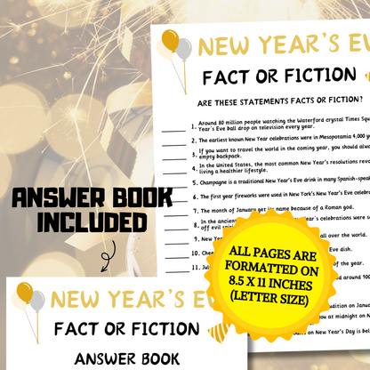 New Year’s Eve Fact or Fiction Game | New Years True Or False Quiz