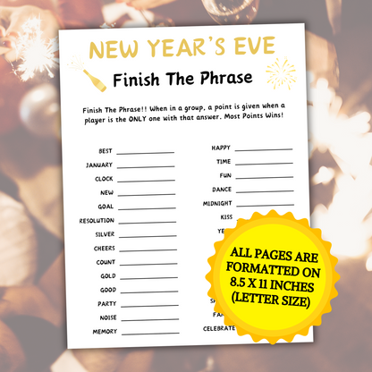 New Year's Eve Finish The Phrase Game | New Years Think Fast Game