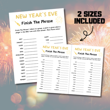 New Year's Eve Finish The Phrase Game | New Years Think Fast Game