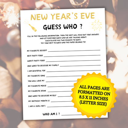 New Year's Eve Guess Who Game | New Years Who Am I Game