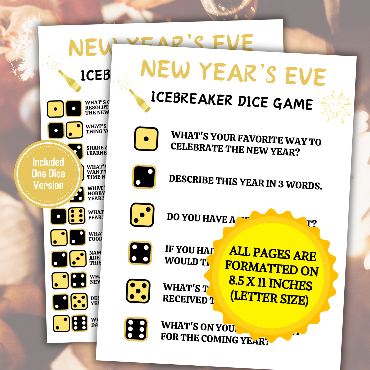 New Year's Eve Icebreaker Dice Game | Get To Know You Dice Game