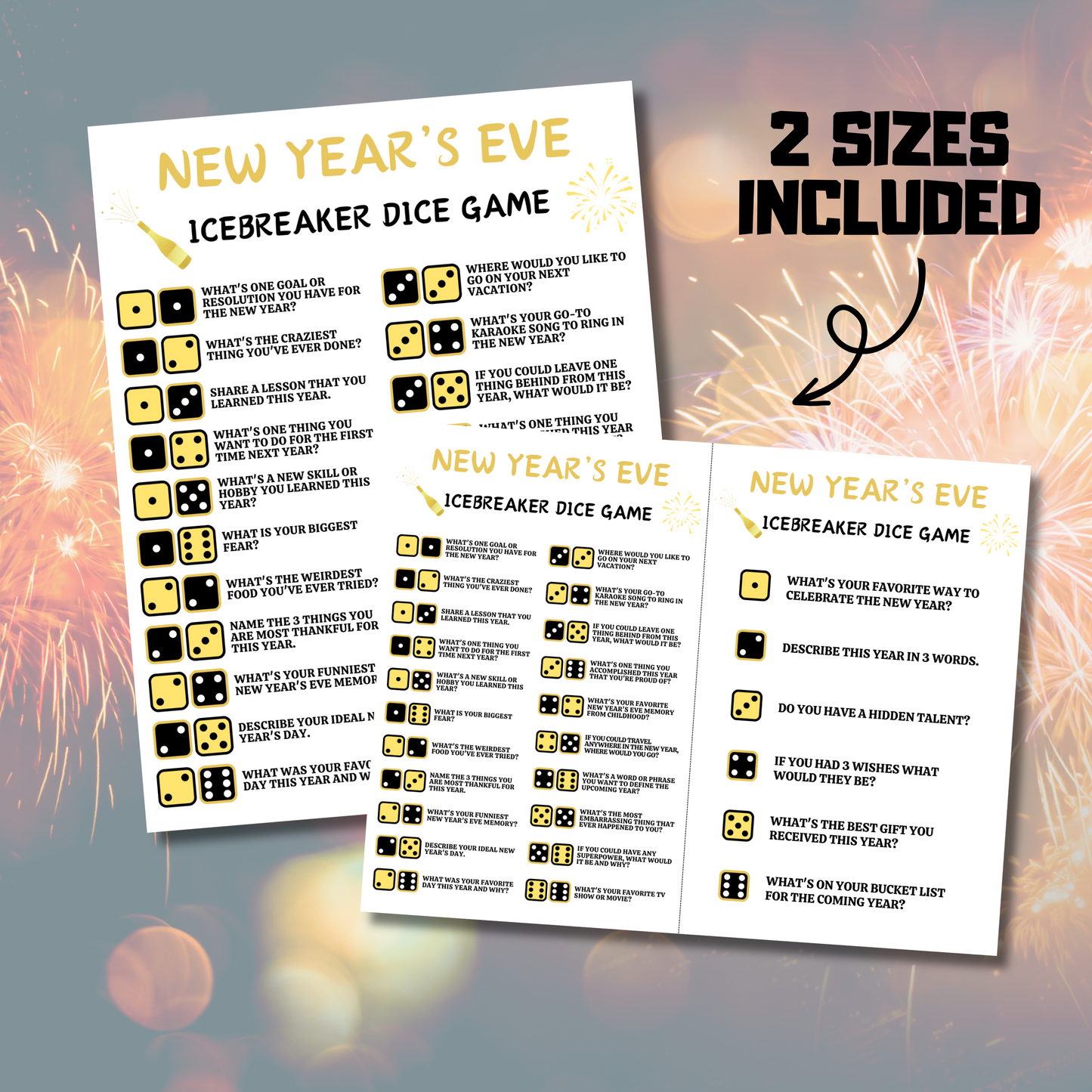 New Year's Eve Icebreaker Dice Game | Get To Know You Dice Game