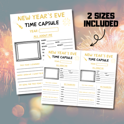 New Year's Eve Kids Time Capsule Game | New Years Time Capsule Worksheet